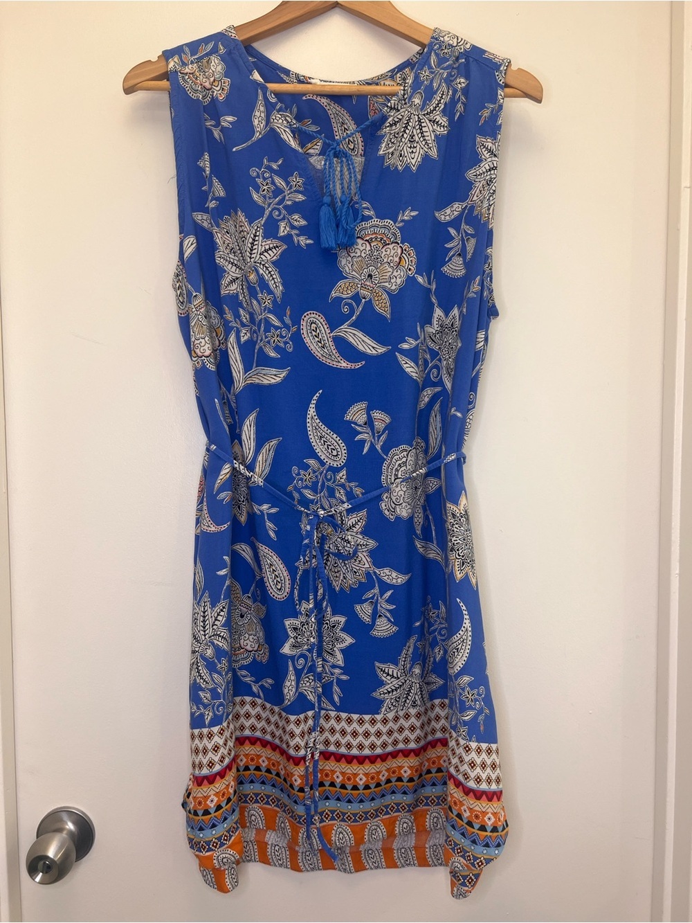 BeachLunchLounge Blue Paisley Tassel Dress XL